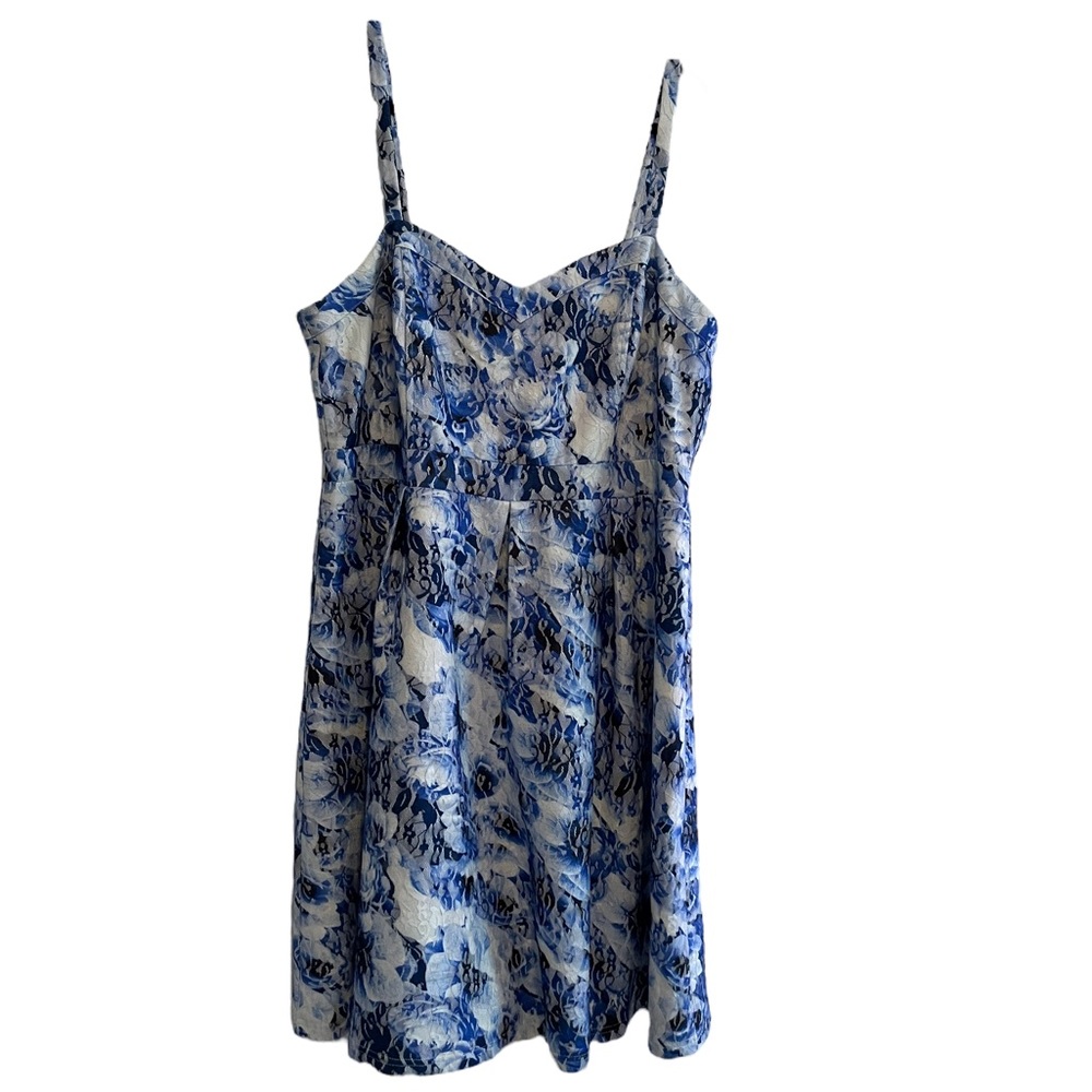 Blue Floral Spaghetti-Strap Summer Dress